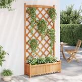 Plantenbak met latwerk - Massief Vurenhout - Bruin - 34% Korting