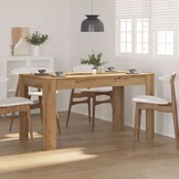 Eettafel 140x76 cm Bewerkt Hout Artisanaal Eikenkleurig - 35% Korting