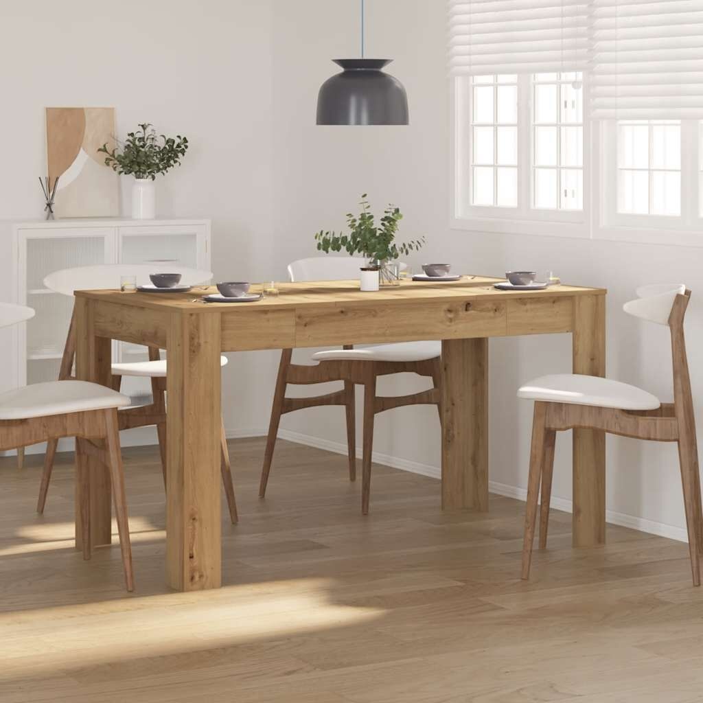 Eettafel 140x76 cm Bewerkt Hout Artisanaal Eikenkleurig - 35% Korting