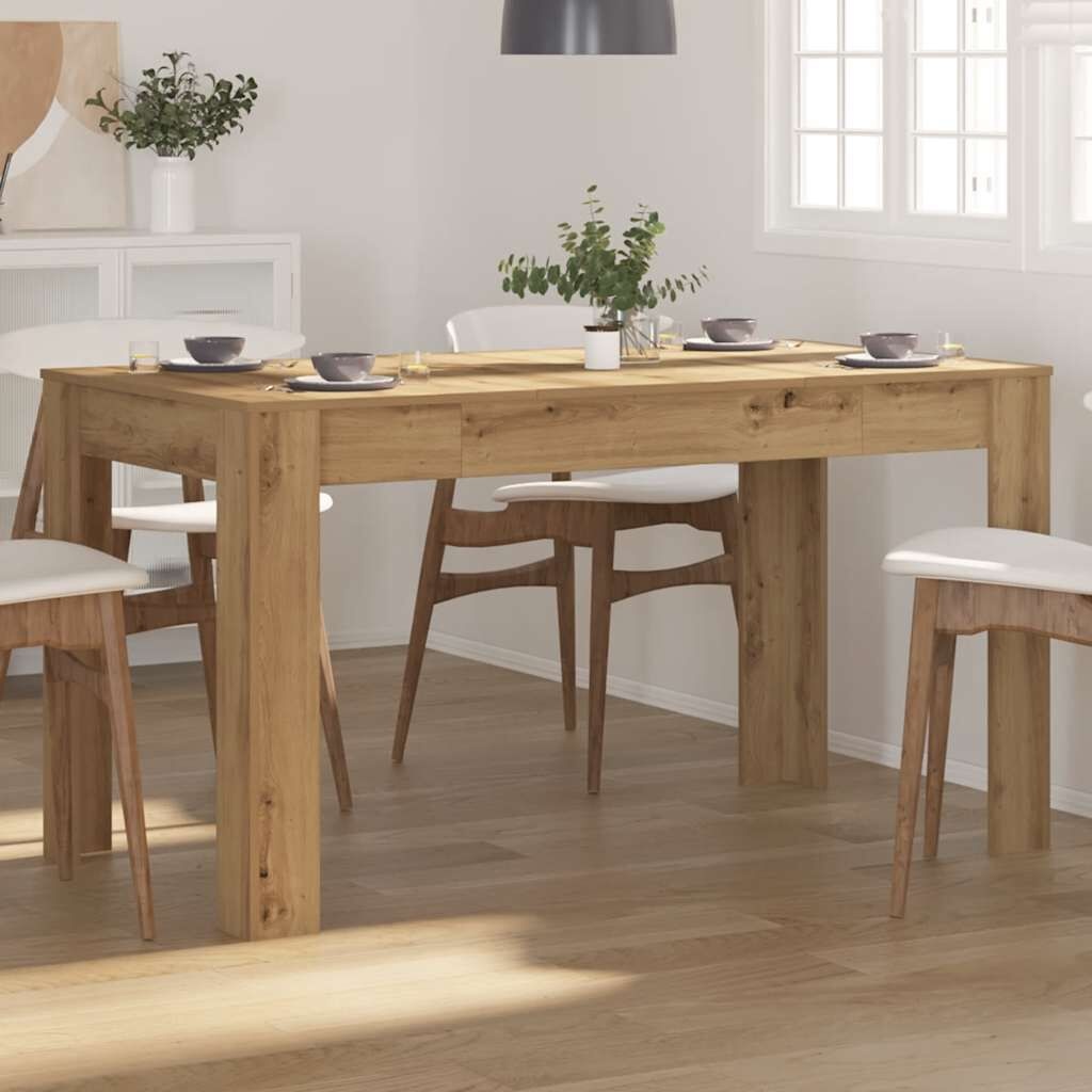 Eettafel 140x76 cm Bewerkt Hout Artisanaal Eikenkleurig - 35% Korting