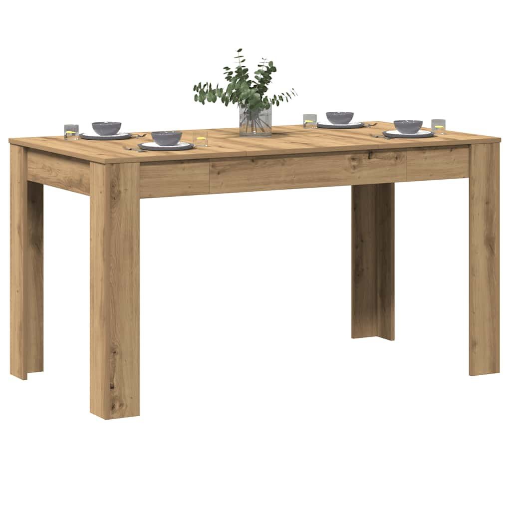 Eettafel 140x76 cm Bewerkt Hout Artisanaal Eikenkleurig - 35% Korting