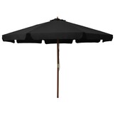 vidaXL Parasol met Houten Paal 330cm Zwart - 34% Korting