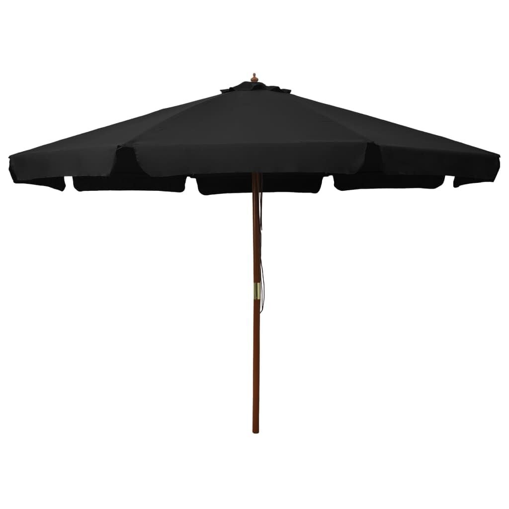 vidaXL Parasol met Houten Paal 330cm Zwart - 34% Korting