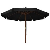 vidaXL Parasol met Houten Paal 330cm Zwart - 34% Korting