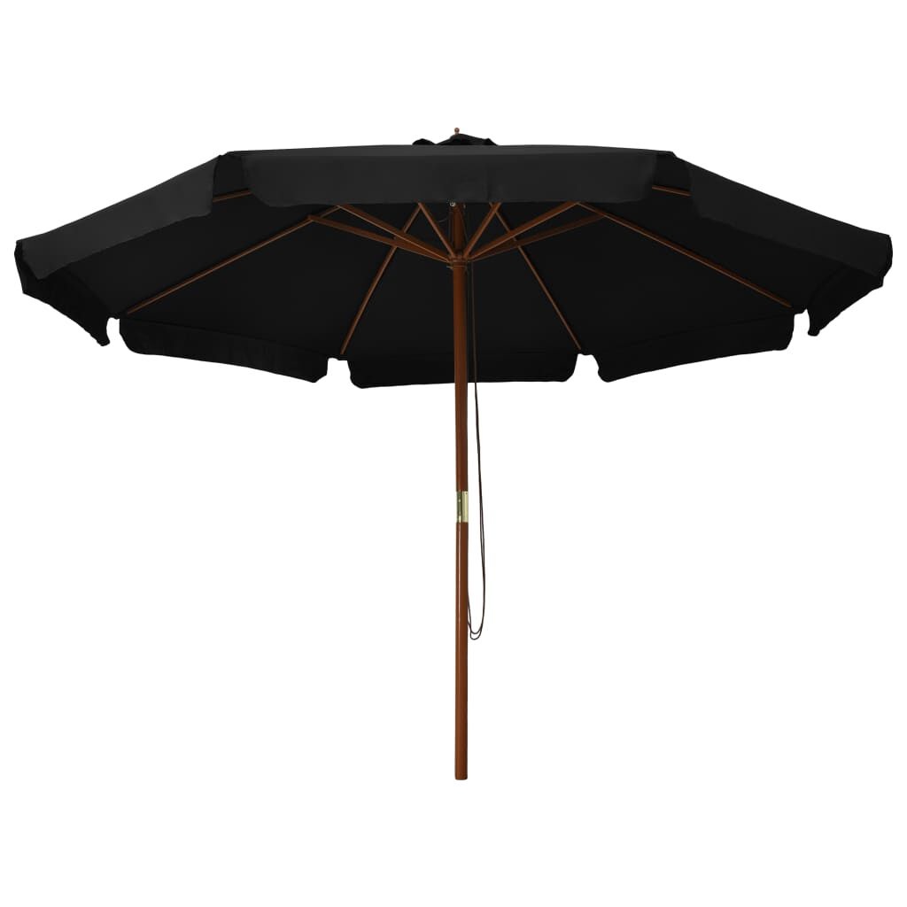 vidaXL Parasol met Houten Paal 330cm Zwart - 34% Korting