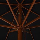 vidaXL Parasol met Houten Paal 330cm Zwart - 34% Korting