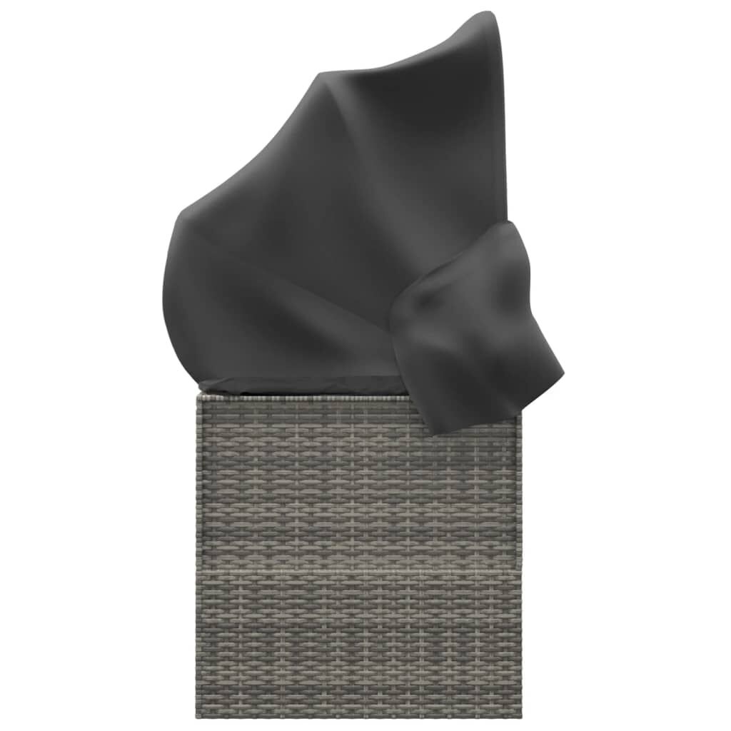 vidaXL Loungebed met luifel en kussens, Poly Rattan, Grijs - 35% Korting