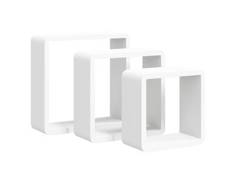vidaXL Wandschappen kubus 3 st MDF wit
