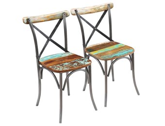 vidaXL Eetkamerstoelen 2 st massief gerecycled hout