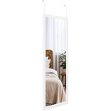 Dripex Wandspiegel 45x119cm spiegel onbreekbare garderobespiegel gangspiegel in hoogte verstelbare hangspiegel met haak (wit)