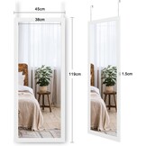Dripex Wandspiegel 45x119cm spiegel onbreekbare garderobespiegel gangspiegel in hoogte verstelbare hangspiegel met haak (wit)