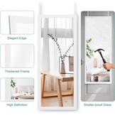 Dripex Wandspiegel 45x119cm spiegel onbreekbare garderobespiegel gangspiegel in hoogte verstelbare hangspiegel met haak (wit)