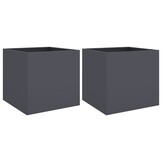 vidaXL Plantenbakken 2 st 42x40x39 cm staal antracietkleurig