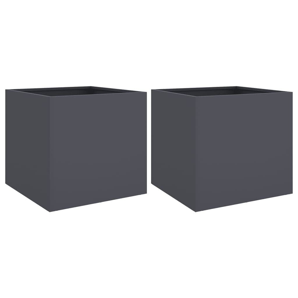 vidaXL Plantenbakken 2 st 42x40x39 cm staal antracietkleurig