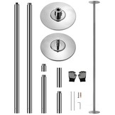 SereneLife Pole Dance Stang Zilver – In hoogte verstelbaar 204-274cm – Statisch & Roterend