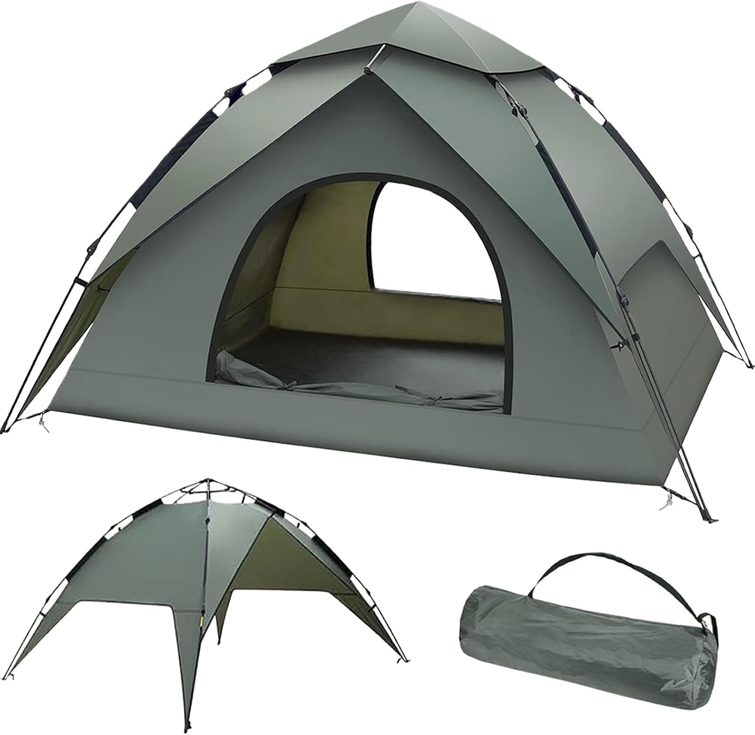 KEELYY Pop-up Camping Tent 3 Personen - Legergroen - Automatisch - Waterdicht