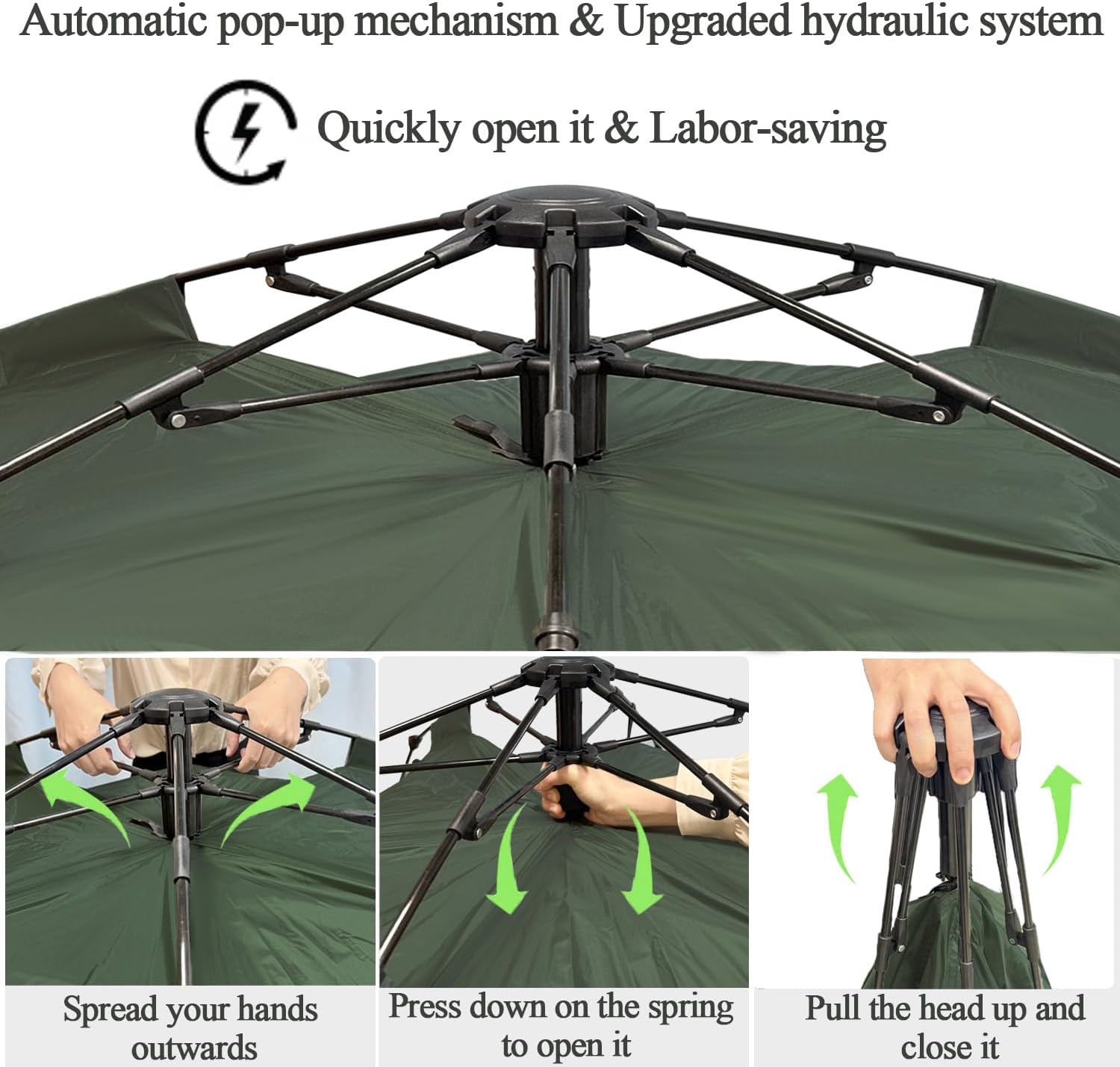 KEELYY Pop-up Camping Tent 3 Personen - Legergroen - Automatisch - Waterdicht