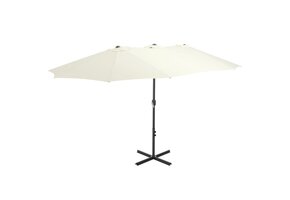 vidaXL Parasol met aluminium paal 460x270 cm zandkleurig