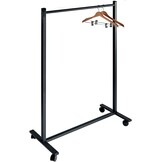 OFITURIA® Draagbare kledingstandaard met wielen, ezel, robuust, met metalen standaard, zwart, voor maximaal 25 kleerhangers, geschikt voor parket