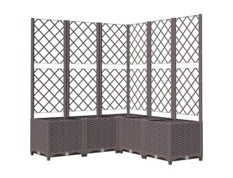 vidaXL Plantenbak met latwerk 120x120x136 cm polypropeen bruin