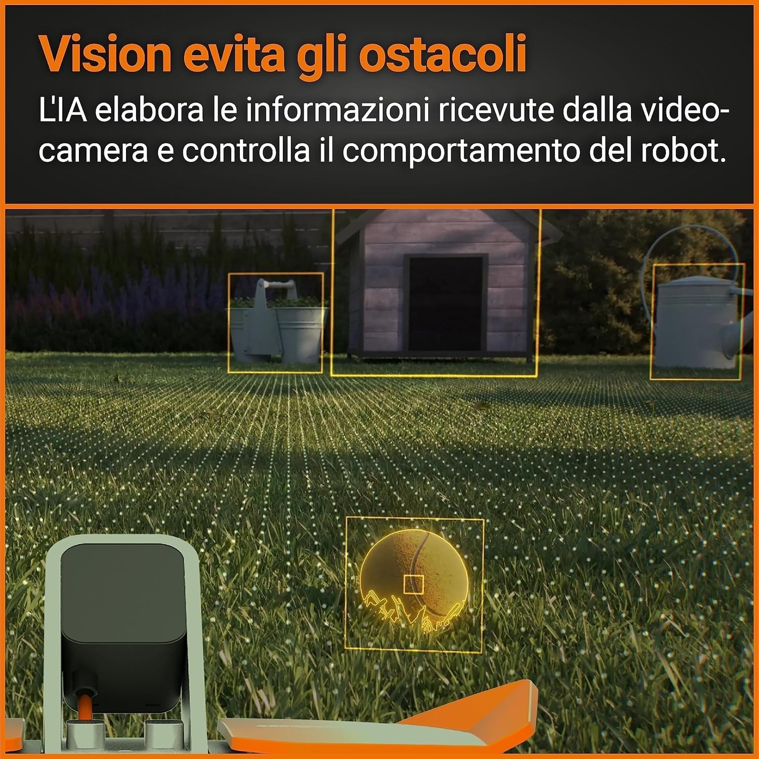 WORX Landroid Vision M600 WR206E.1 Robotmaaier, voor tuinen tot 600 m², intelligente robotmaaier zonder begrenzingskabel, wifi en bluetooth, actieve obstakelvermijding met AI-technologie,