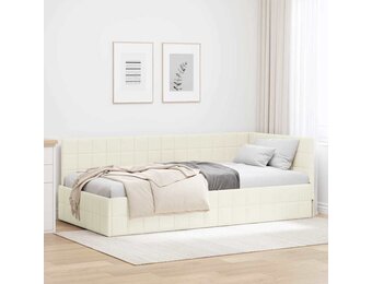 vidaXL Hoekbedframe met hoofdeinde Crème 100 cm x 200 cm Fluweel