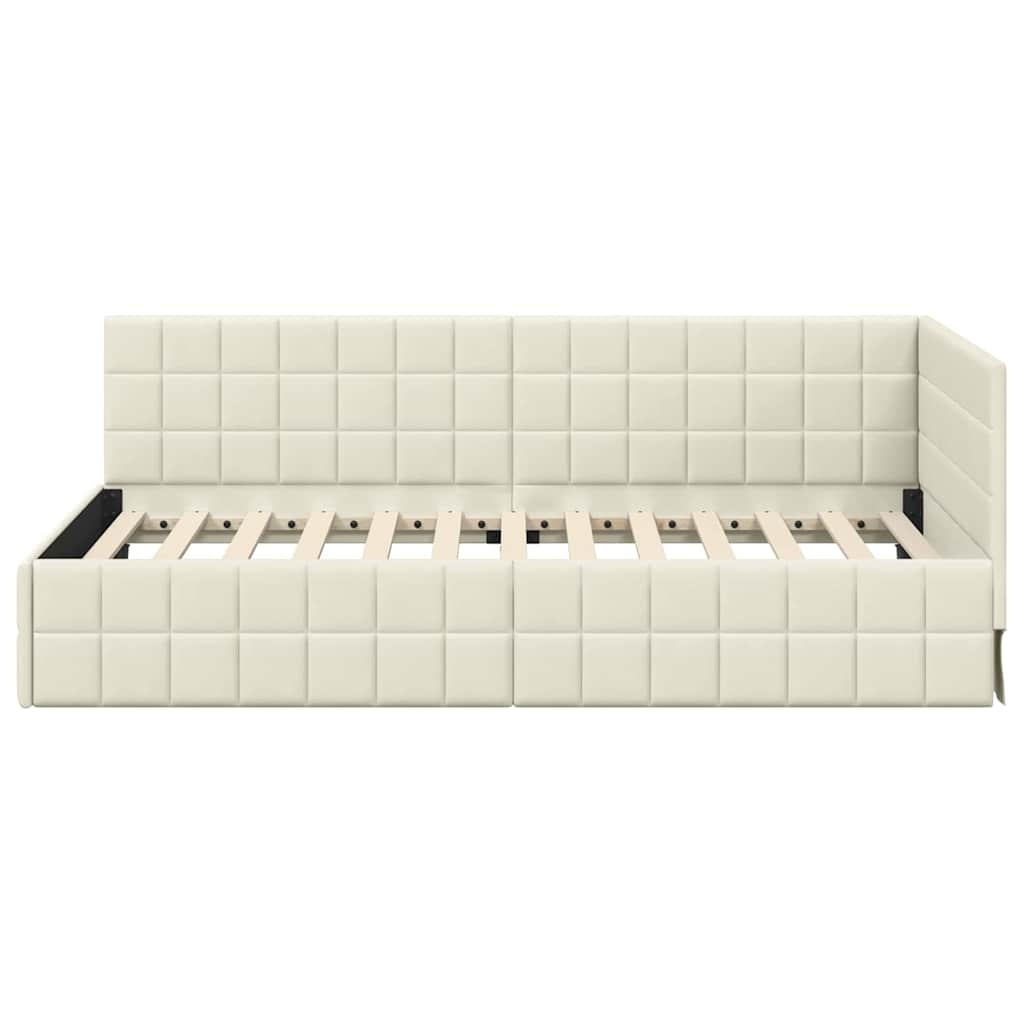 vidaXL Hoekbedframe met hoofdeinde Crème 100 cm x 200 cm Fluweel
