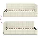 vidaXL Hoekbedframe met hoofdeinde Crème 100 cm x 200 cm Fluweel
