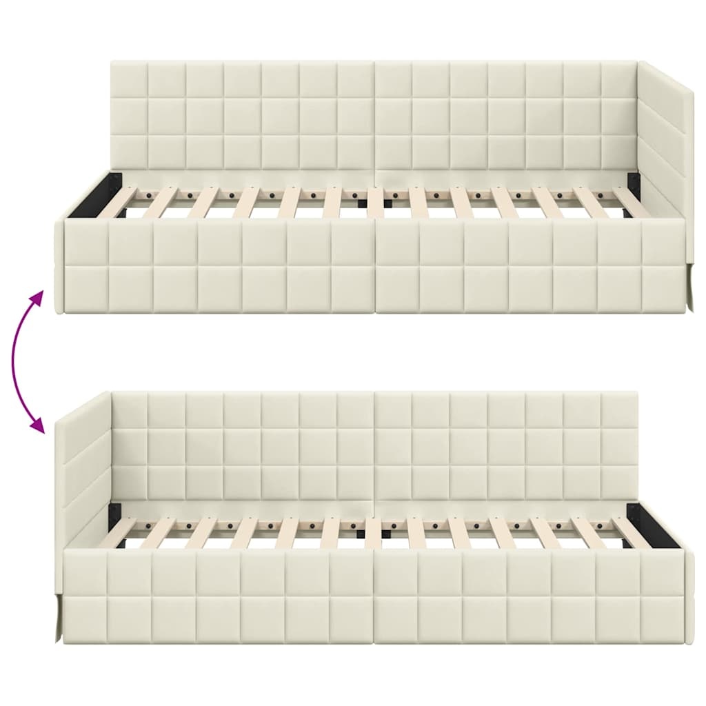 vidaXL Hoekbedframe met hoofdeinde Crème 100 cm x 200 cm Fluweel