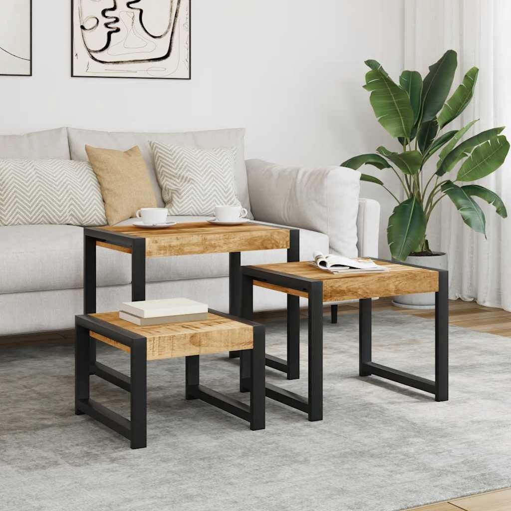 vidaXL 3-delige Tafeltjesset massief mangohout