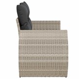 vidaXL Tuinbank 2-zits met kussens poly rattan lichtgrijs