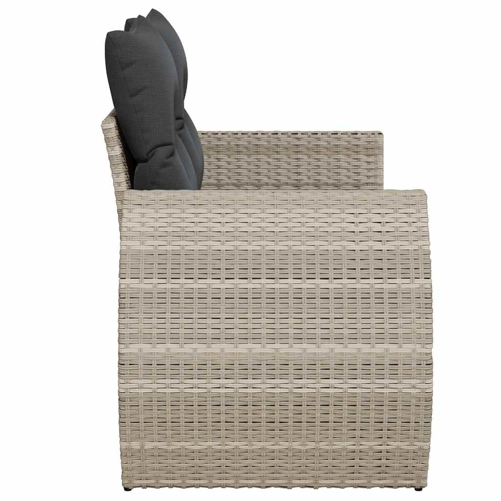 vidaXL Tuinbank 2-zits met kussens poly rattan lichtgrijs