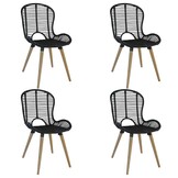 vidaXL Eetkamerstoelen 4 st Rattan Zwart - 73% Korting!