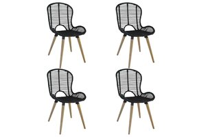 4x Zwarte Eetkamerstoelen van Natuurlijk Rattan - 63% Korting