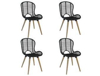 vidaXL Eetkamerstoelen 4 st natuurlijk rattan zwart