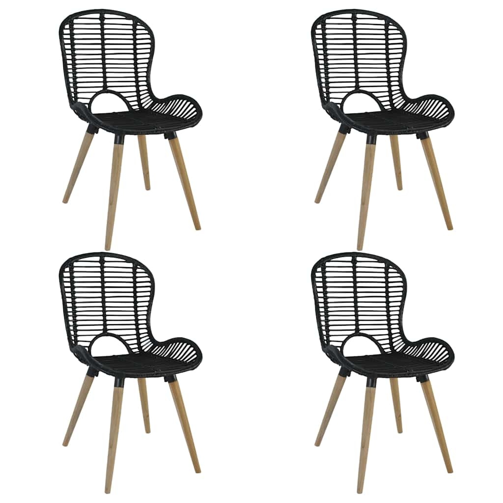 vidaXL Eetkamerstoelen 4 st Rattan Zwart - 73% Korting!