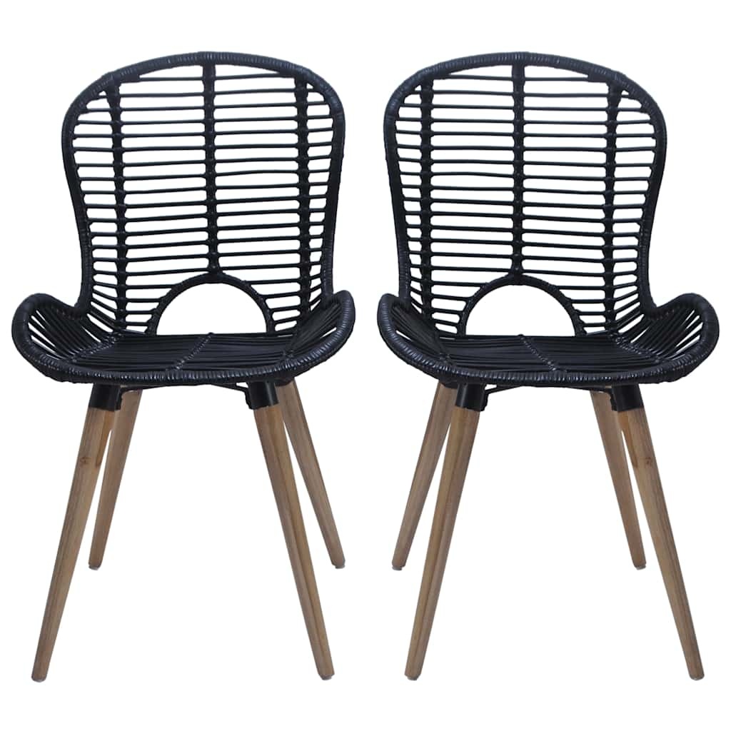 vidaXL Eetkamerstoelen 4 st natuurlijk rattan zwart