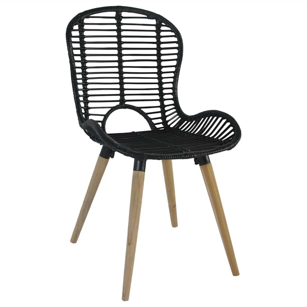 vidaXL Eetkamerstoelen 4 st natuurlijk rattan zwart