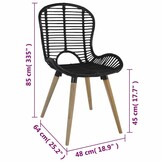 vidaXL Eetkamerstoelen 4 st natuurlijk rattan zwart