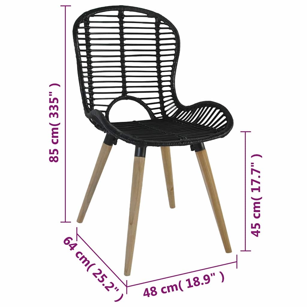 vidaXL Eetkamerstoelen 4 st natuurlijk rattan zwart