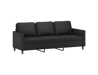 vidaXL Driezitsbank 180 cm kunstleer zwart