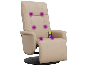 vidaXL Massagestoel verstelbaar met voetensteun kunstleer cappuccino