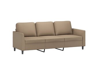 vidaXL Driezitsbank 180 cm kunstleer cappuccinokleurig