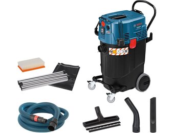 Bosch Professional stofzuiger voor nat en droog GAS 55 M AFC (incl. spleetzuigmond, 35mmØ, afvoerzak, bocht, vloerzuigmondset, 1 platte plooifilter PES, 3x0,35m zuigbuis, slang 5m met gereedschapsmof) - Maat 55 Liter, Stofklasse M