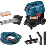 Bosch Professional stofzuiger voor nat en droog GAS 55 M AFC (incl. spleetzuigmond, 35mmØ, afvoerzak, bocht, vloerzuigmondset, 1 platte plooifilter PES, 3x0,35m zuigbuis, slang 5m met gereedschapsmof) - Maat 55 Liter, Stofklasse M