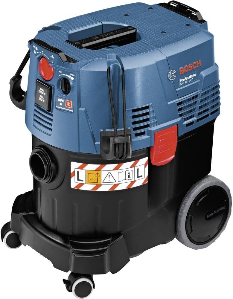 Bosch Professional stofzuiger voor nat en droog GAS 55 M AFC (incl. spleetzuigmond, 35mmØ, afvoerzak, bocht, vloerzuigmondset, 1 platte plooifilter PES, 3x0,35m zuigbuis, slang 5m met gereedschapsmof) - Maat 55 Liter, Stofklasse M