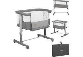 3-in-1 Co-sleeper Wieg Aanschuifbed Grijs 60x85x81 cm - 34% Korting