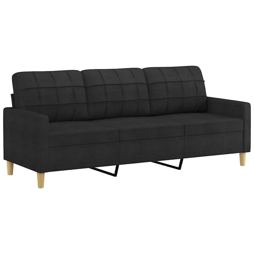 vidaXL Driezitsbank 180 cm stof zwart