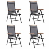 4x Aluminium Tuinstoelen Inklapbaar - Zwart - 57% Korting