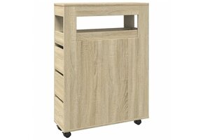 Badkamerkast Smal met Wielen, Bewerkt Hout Sonoma Eiken - 47% Korting